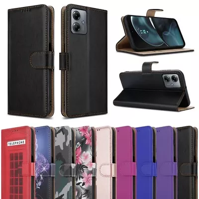 Buy For Motorola Moto G14 Case Slim Leather Wallet Flip Shockproof Stand Phone Cover • 5.95£