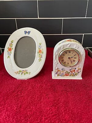 Buy Aynsley Cottage Garden Oval Picture Frame & Mantle Clock, Working ?. • 8£