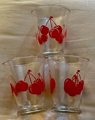 Buy 3 Juice Glasses Vintage Anchor Hocking Red Cherry 4 Oz. • 9.59£