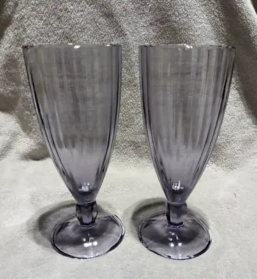 Buy Pair Cristal D’Arques-Durand Amethyst/Purple Milk Shake Floats Ribbed Glasses • 12.34£