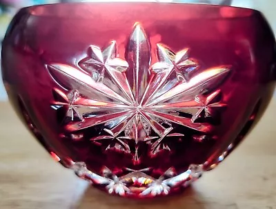 Buy Waterford Style Ruby Red Cut To Clear Red Bowl / Votive Holder Snow Crystals  • 13.46£