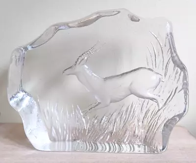 Buy LARGE Mats Jonasson Antelope Full Lead Crystal Paperweight Sculpture Signed • 40£