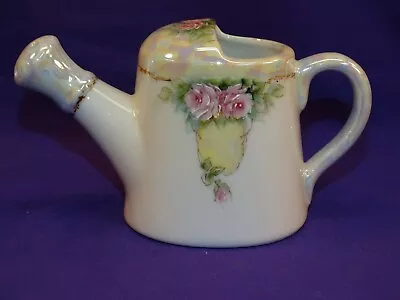 Buy Hand Painted Porcelain China Teapot Pitcher Vase Pearlesque W/ Pink Roses Signed • 21.73£