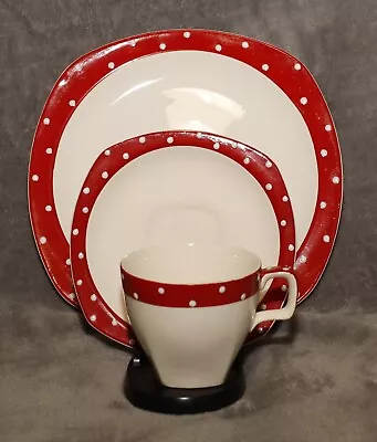 Buy Lovely Vintage Pottery Midwinter Stylecraft Red Domino Trio - Cup, Saucer, Plate • 12.99£