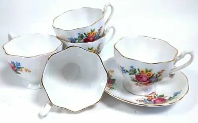 Buy Vintage Queen Anne Fine Bone China With Roses Design 5 Teacups & 1 Saucer • 24£