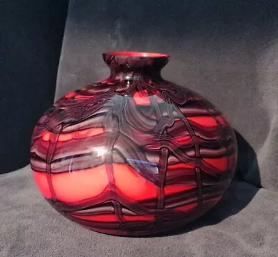 Buy Vintage Czech Art Glass Bulbous Vase Kralik Bohemian Signed 7  X 9  • 89.77£
