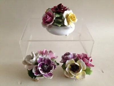 Buy 3 Small Flower Basket Bouquets 1 X Royal Doulton 2 X Crown Staffordshire • 16.49£