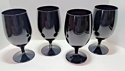 Buy Black Amethyst Glass Goblets Mikasa? ~ Vintage 10 Oz ~ 6  Tall ~ FOUR • 24.02£