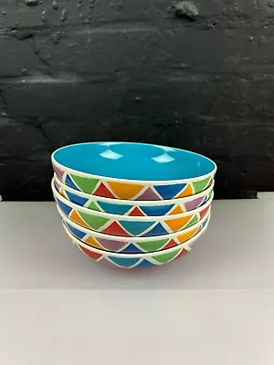 Buy 4 X Whittard Of Chelsea Multicoloured Triangle Mosaic Pasta Bowls 8.25  Wide Set • 39.99£