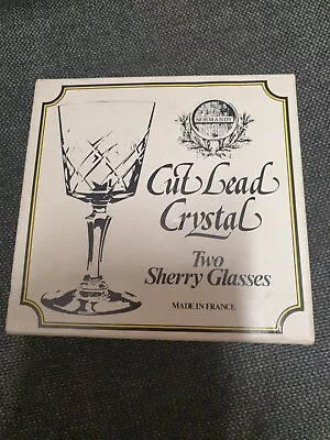 Buy Two Cut Lead Crystal Vintage Sherry Glasses • 13.50£