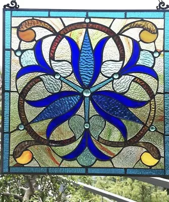 Buy Stained Glass Tiffany Style Hanging Window Panel Suncatcher Victorian Floral 16” • 128.99£