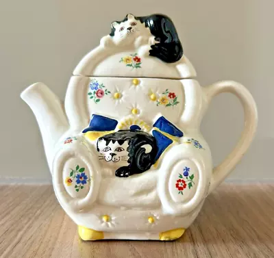 Buy A Vintage WADE WHIMSICAL TEAPOT Feline Collection Pottery Teapot Judith Wootton • 8.99£