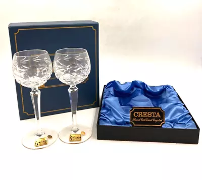 Buy Cresta Hand Cut Lead Crystal Bleikristal Wine Glasses 7.5  T7250 D8 • 14.99£