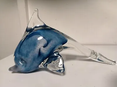 Buy Mtarfa Glass Dolphin Paperweight Blue Swirl Pattern Original Label   • 17.95£