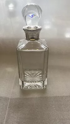 Buy Clear Glass Whiskey Decanter With Hallmarked Sterling Silver Collar • 50£