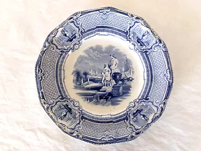 Buy Antique 1852 CARRARA BLUE TRANSFERWARE 7 3/4  IRONSTONE PLATE - J. Holland • 14.40£