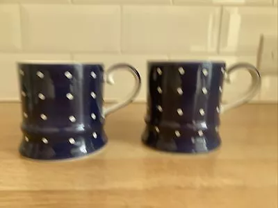 Buy Whittard Of Chelsea  Tea Coffee Mug X 2 Blue With White Spots-  Hand Painted • 14.99£