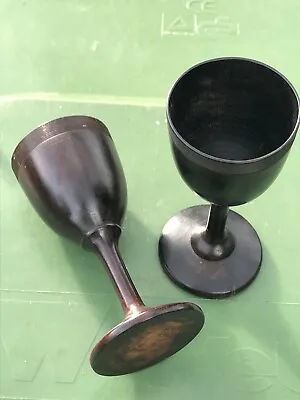 Buy Pair Of Antique Treen Drinking Vessels ~ Glasses ~ Egg Cups • 29£