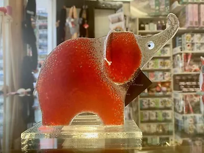 Buy Fused Glass Ornament Elephant Trunk Up Rosso - Nobilé Glassware - 1757-17 • 36.99£