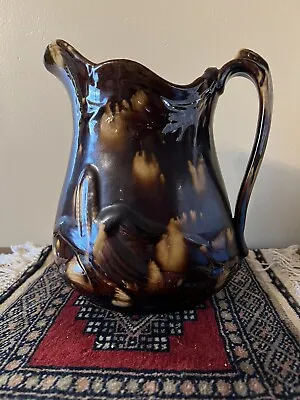 Buy Antique Bennington Rockingham Brown Glaze Stoneware Large Corn Pitcher Water Jug • 66.38£