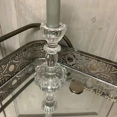 Buy Glass Cut Candlestick Dinner Candle Holder Vintage French Country Grey Smoke  • 9.89£