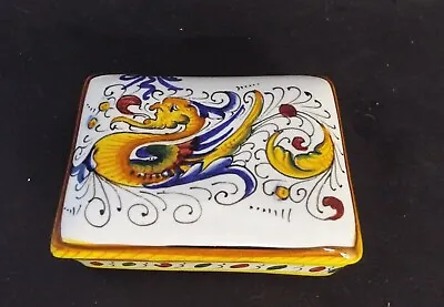 Buy Italian Taormina Pottery Faience Trinket Box - Decorated Mystical Beast • 12.99£