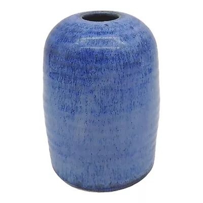 Buy Handmade Signed Stoneware Pottery Bud Vase - 4  Small Heavy Light Blue Speckled • 22.25£