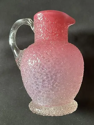 Buy Antique Victorian Cranberry Overshot Glass Jug • 15£
