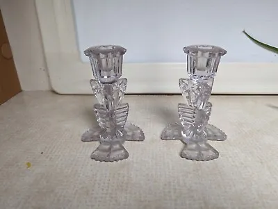 Buy Vintage Crystal Candlesticks Or Candle Holders X 2  • 27£