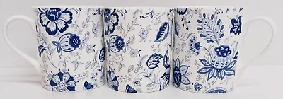 Buy Blue Persia Mugs Set Of 4 Blue White Floral Balmoral 8.5oz 250ml Bone China Cups • 23£