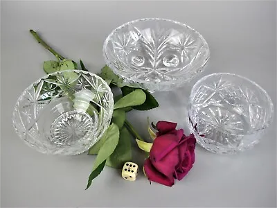 Buy 3 Cut Crystal Glass Bowls Dishes. Small - Bonbons. Quality. Vintage. 6  - 3.5  • 14.99£