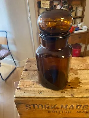 Buy Vintage Large Amber Glass Belgian Storage Jar / Bottle – Retro – Great! – • 11.99£