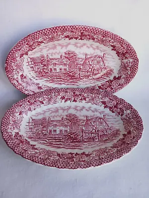 Buy Merrie Olde England Red & White Ironstone Hostess Tableware Side Plate 22x15 Cm  • 19.87£