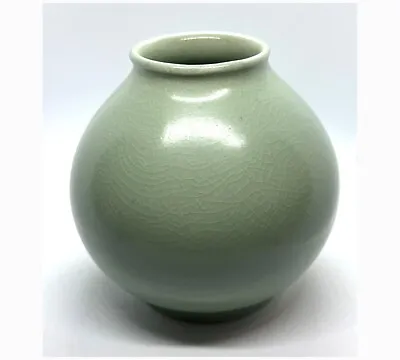 Buy Vintage Korean Glazed Vase Pot Pottery Ceramics Crackle Glaze Green • 426.76£