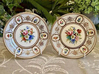 Buy Antique Staffordshire Tea Or Cabinet Plates Hand-Painted Rose Bouquets Coalport? • 35£