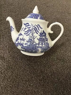 Buy OLD WILLOW ENGLISH IRONSTONE CROCKERY TEAPOT WITH LID WILLOW PATTERN Hand Engrav • 25£