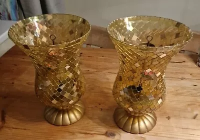 Buy Pair Of Partylite Hurricane Glass Candle / Tea Light Holder • 30£