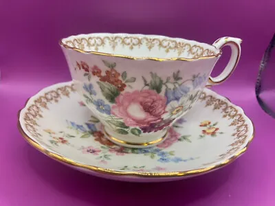 Buy Crown Staffordshire Englands Bouquet Fine Bone China Tea Cup And Saucer • 14.19£
