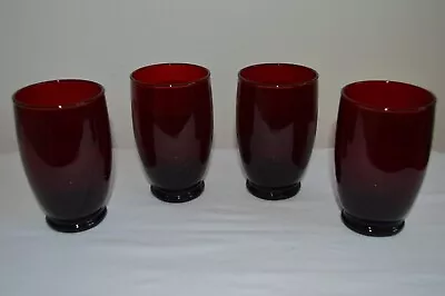 Buy Set Of 4 Vintage Anchor Hocking  Royal Ruby Red 5  Glass Tumblers 12 Oz • 19.17£