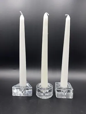 Buy Set Of Three Geometric Shapes Glass Candle Holders Square Triangle Circle • 18.04£