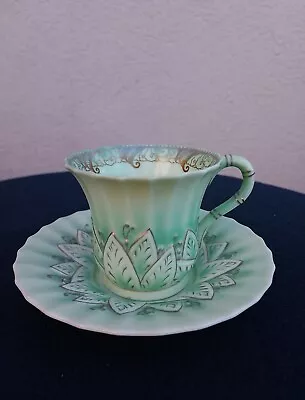 Buy Rare Antique Royal Worcester Lily Pad Bamboo Aesthetic Movement Cup & Saucer  • 125£