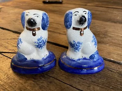 Buy A GOOD PAIR OF BLUE & WHITE STAFFORDSHIRE DOGS 3.5in Height • 50£