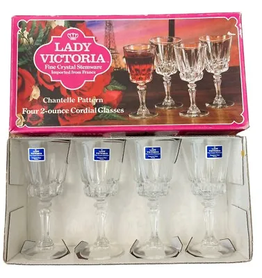 Buy Lady Victoria Fine Crystal Chantelle Stemware Chantelle Cordial Glasses Set Of 4 • 14.69£