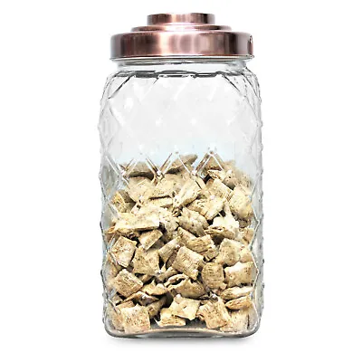 Buy Kitchen Food Preserve Glass Storage Jars Jam Rice Canisters Airtight Copper Lid • 16.50£