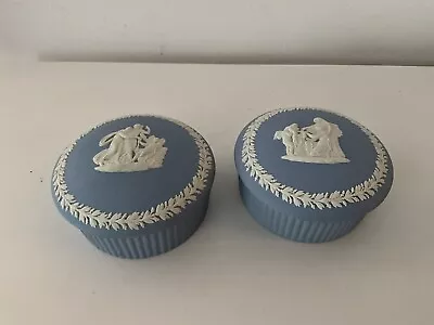 Buy Wedgwood Blue & White Jasperware Lidded Pots X 2 • 6.50£