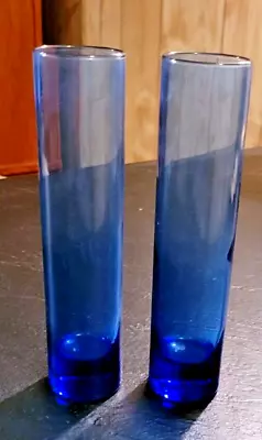 Buy Cobalt Blue Glass Cylinder Bud Vase - Set Of 2 • 7.66£