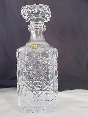 Buy 10 Inches Tall French 24% Lead Crstal Clear Square Glass Decanter & Stopper • 32£
