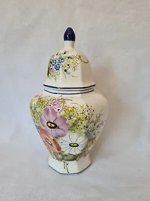Buy Portuguese Vintage Pottery Floral Lidded Urn Vase Studio Art • 18.49£
