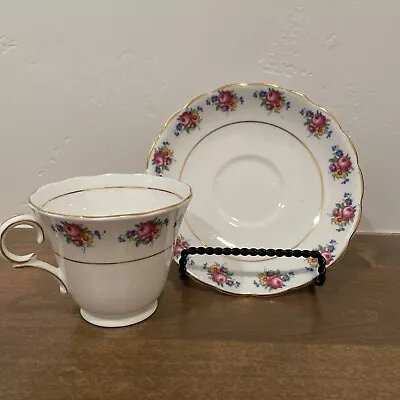 Buy Colclough Bone China Tea Cup And Saucer Pink Gold Floral Made In Longton England • 7.59£