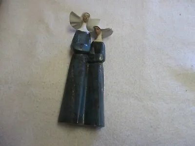 Buy Lladro Nuns Statue Of 2 W/ Rosaries Dark Blue Grey Gres Finish 1977 Daisa Vtg • 94.87£